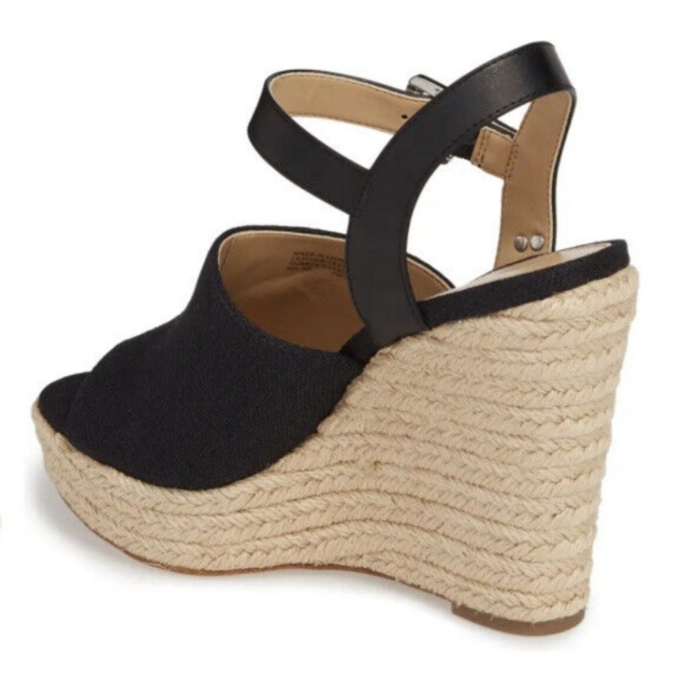 MICHAEL Michael Kors Black Suede Espadrille Wedge Sandals - Picture 5 of 16